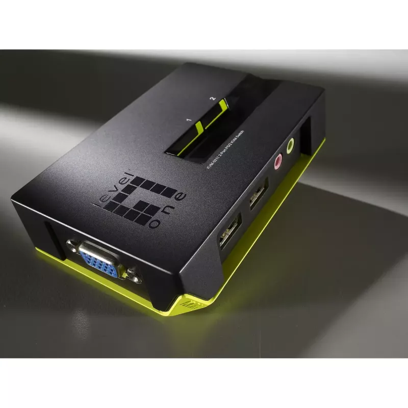 LevelOne 2 pieslēgvietu USB VGA KVM slēdzis ar audio atbalstu