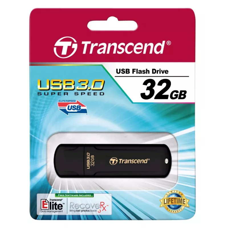 TRANSCEND Jetflash 700 - 32GB USB zibatmiņa - USB 3.0 - Melna