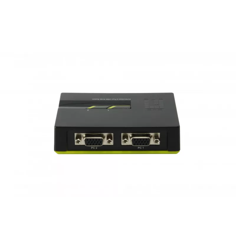 LevelOne 2 pieslēgvietu USB VGA KVM slēdzis, 2048 x 1536 pikseļi, melns, zaļš
