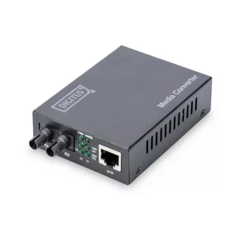 DIGITUS Media Converter, Multimode 10/100/1000Base-T to 1000Base-SX, Incl. PSU ST connector, Up to 0.5km