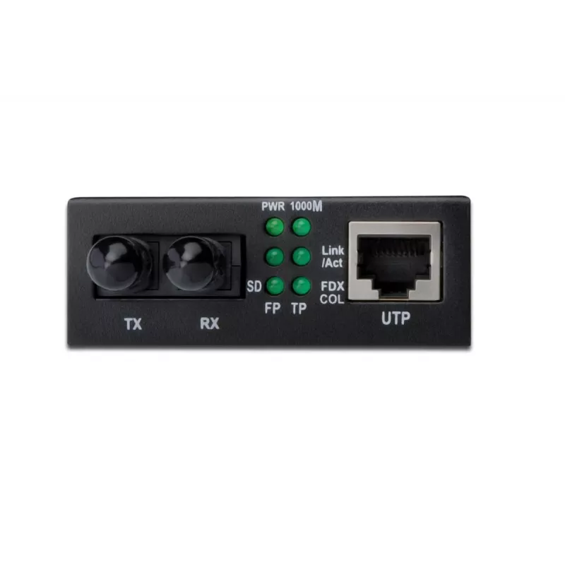 DIGITUS Media Converter, Multimode 10/100/1000Base-T to 1000Base-SX, Incl. PSU ST connector, Up to 0.5km