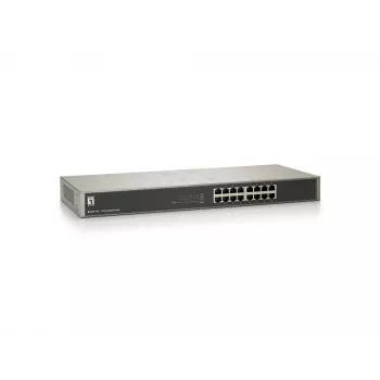 LevelOne 16 portu Gigabit tīkla slēdzis, nevadāms, Gigabit Ethernet (10/100/1000), pilns duplekss, uzstādīšana plauktā