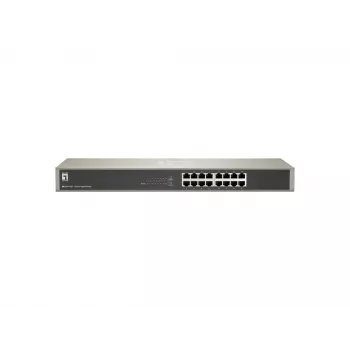 LevelOne 16 portu Gigabit tīkla slēdzis, nevadāms, Gigabit Ethernet (10/100/1000), pilns duplekss, uzstādīšana plauktā