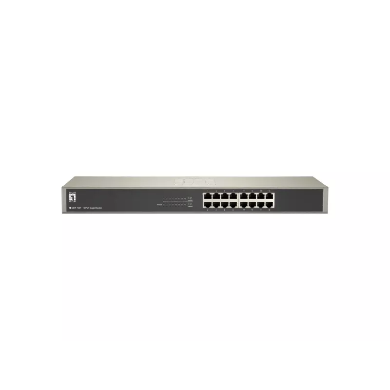 LevelOne 16 portu Gigabit tīkla slēdzis, nevadāms, Gigabit Ethernet (10/100/1000), pilns duplekss, uzstādīšana plauktā