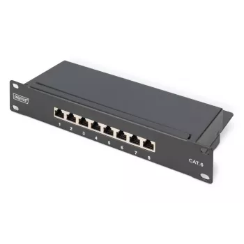 DIGITUS Patch panel CAT6 8-portu ekranēts melns 10 collu
