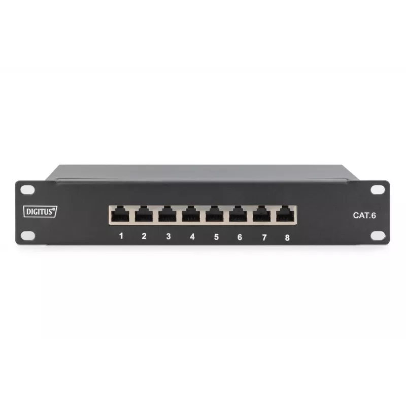 DIGITUS Patch panel CAT6 8-portu ekranēts melns 10 collu