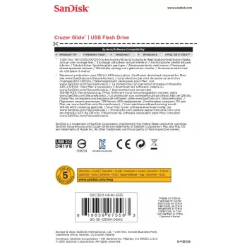 WESTERN DIGITAL SanDisk Cruzer Glide - 64GB USB zibatmiņa - USB 2.0