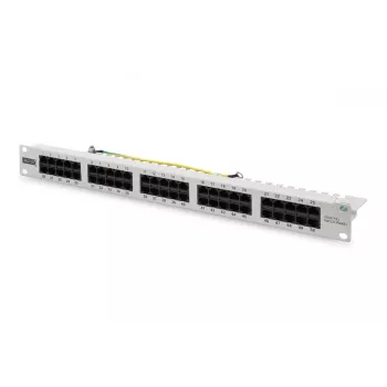 DIGITUS CAT 3 ISDN Patch Panel, neekranēts 50 portu RJ45, 8P4C, LSA, 1U, montāža statīvā, pelēka krāsa RAL 7035
