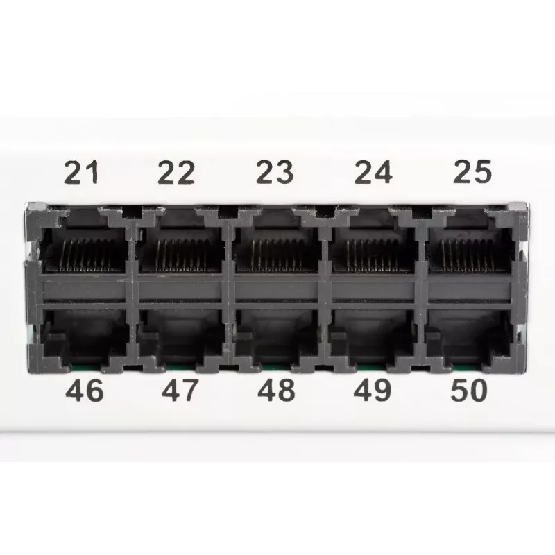 DIGITUS CAT 3 ISDN Patch Panel, neekranēts 50 portu RJ45, 8P4C, LSA, 1U, montāža statīvā, pelēka krāsa RAL 7035