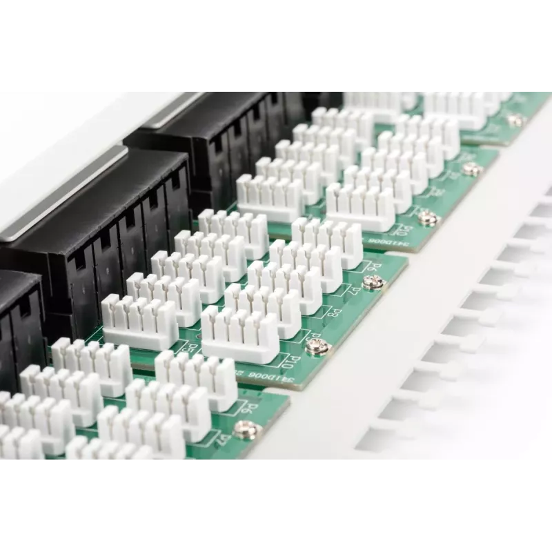 DIGITUS CAT 3 ISDN Patch Panel, neekranēts 50 portu RJ45, 8P4C, LSA, 1U, montāža statīvā, pelēka krāsa RAL 7035
