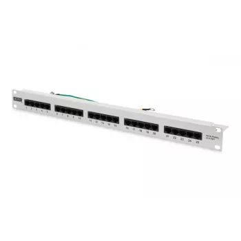 DIGITUS CAT 3 ISDN savienojumu panelis, neekranēts 25 portu RJ45, 8P4C, LSA, 1U, montāža statnē, krāsa pelēka RAL 7035