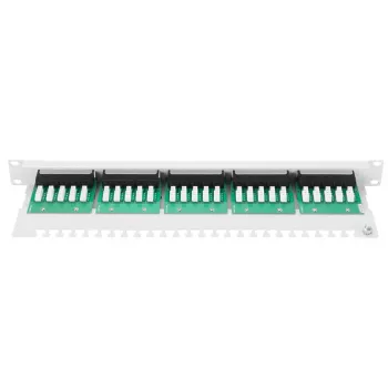 DIGITUS CAT 3 ISDN savienojumu panelis, neekranēts 25 portu RJ45, 8P4C, LSA, 1U, montāža statnē, krāsa pelēka RAL 7035