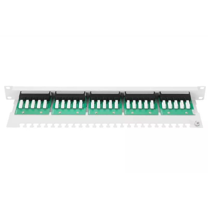 DIGITUS CAT 3 ISDN savienojumu panelis, neekranēts 25 portu RJ45, 8P4C, LSA, 1U, montāža statnē, krāsa pelēka RAL 7035