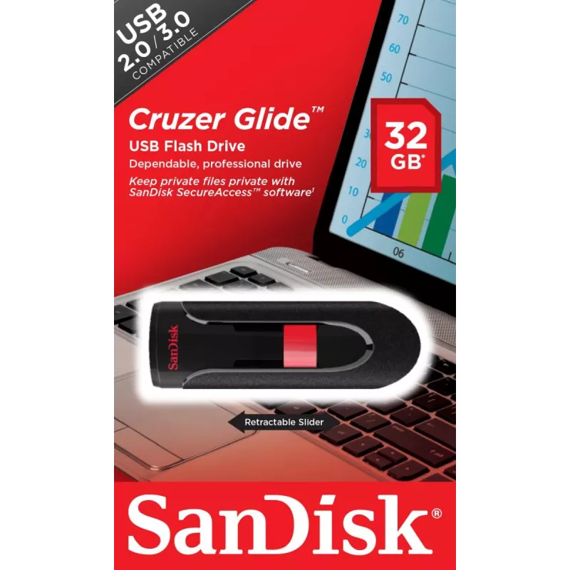 WESTERN DIGITAL SanDisk Cruzer Glide - 32GB USB Stick - USB 2.0