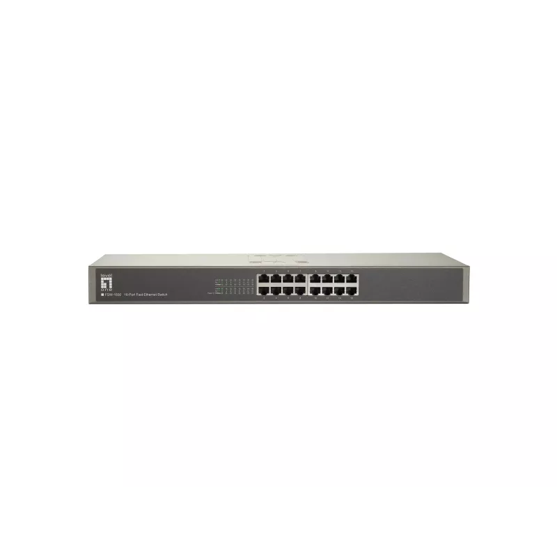 LevelOne 16 portu Fast Ethernet slēdzis, nevadāms, Fast Ethernet (10/100), pilnais duplekss, uzstādīšana plauktā