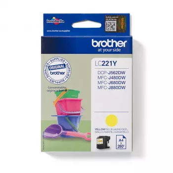 Brother LC221Y tintes kasetne, 1 gab. Oriģināla dzeltena