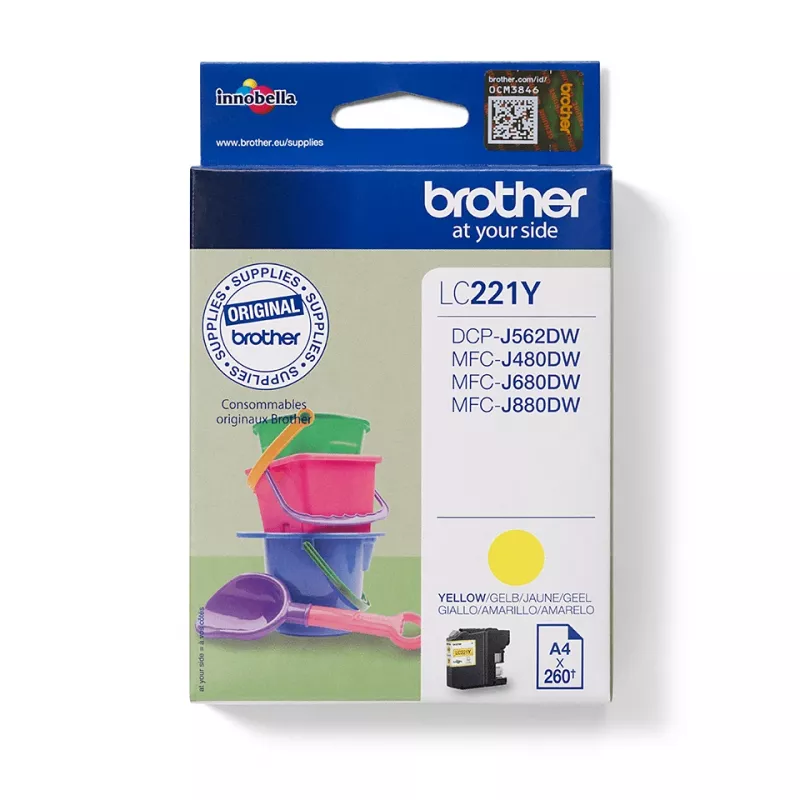 Brother LC221Y tintes kasetne, 1 gab. Oriģināla dzeltena
