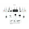 LevelOne 2-portu USB VGA kabeļa KVM slēdzis, audio atbalsts, 2048 x 1536 pikseļi, melns