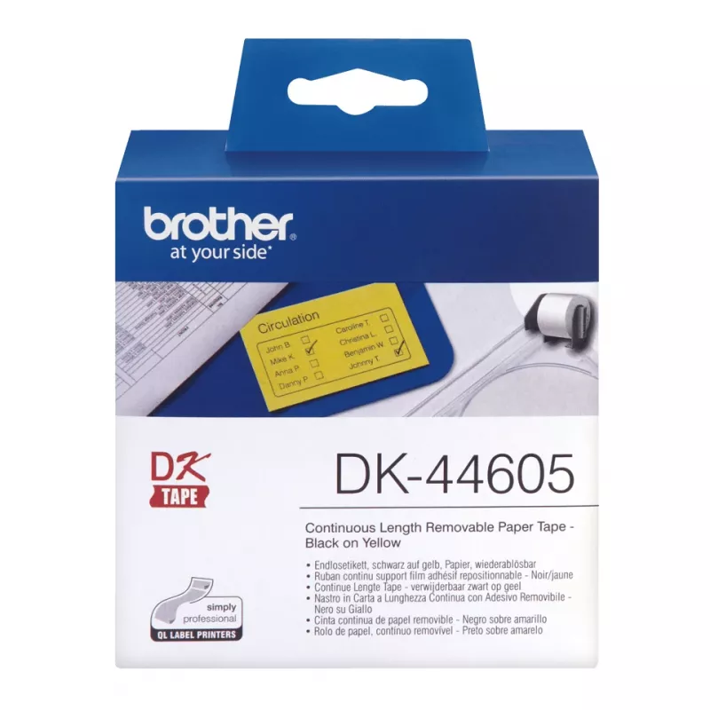 Brother DK-44605 printera etiķetes, dzeltenas