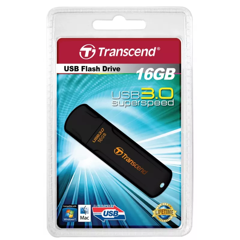 TRANSCEND Jetflash 700 - 16GB USB zibatmiņa - USB 3.0 - Melna