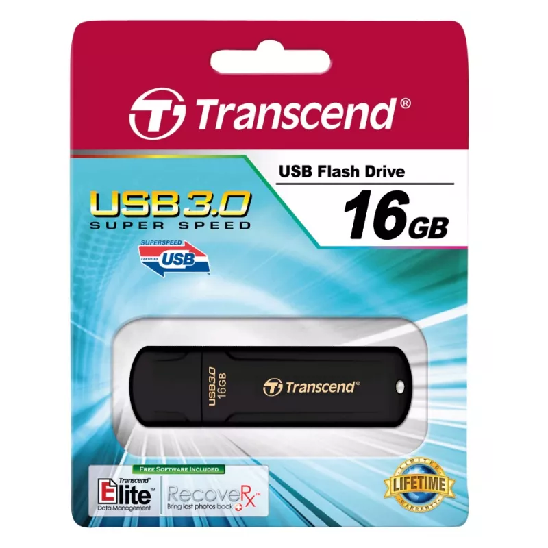 TRANSCEND Jetflash 700 - 16GB USB zibatmiņa - USB 3.0 - Melna