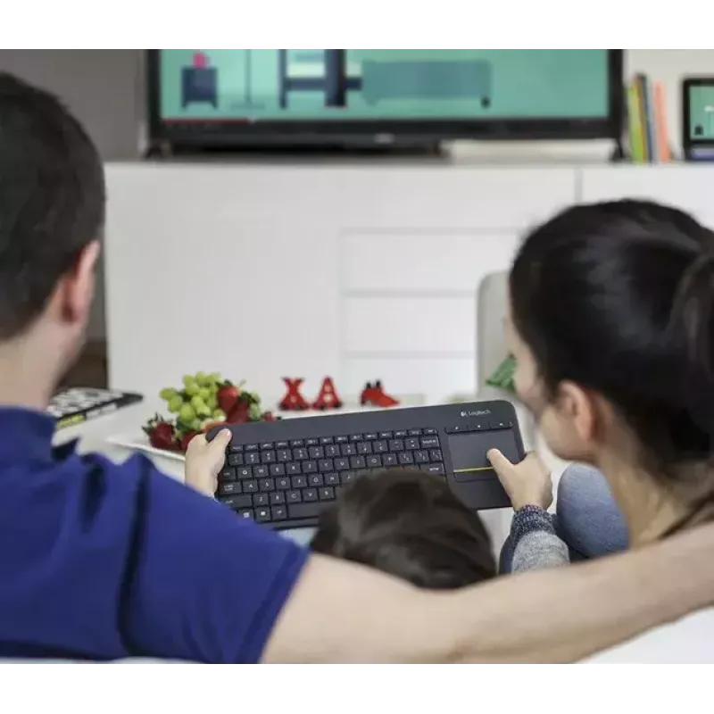 LOGITECH Wireless Touch Keyboard K400 Plus - Melns - Qwerty Holandiešu