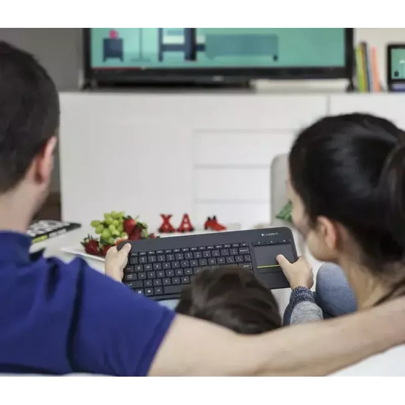 LOGITECH Wireless Touch Keyboard K400 Plus - Melns - Qwerty Holandiešu