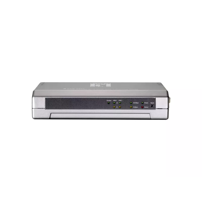 LevelOne drukas serveris, 2 x USB, 1 x paralēlā pieslēgvieta, pelēks, Aktivitāte, Savienojums, Barošana, Statuss, Taivāna, Ethernet LAN, IEEE 802.3, IEEE 802.3u, 10,100 Mbit/s