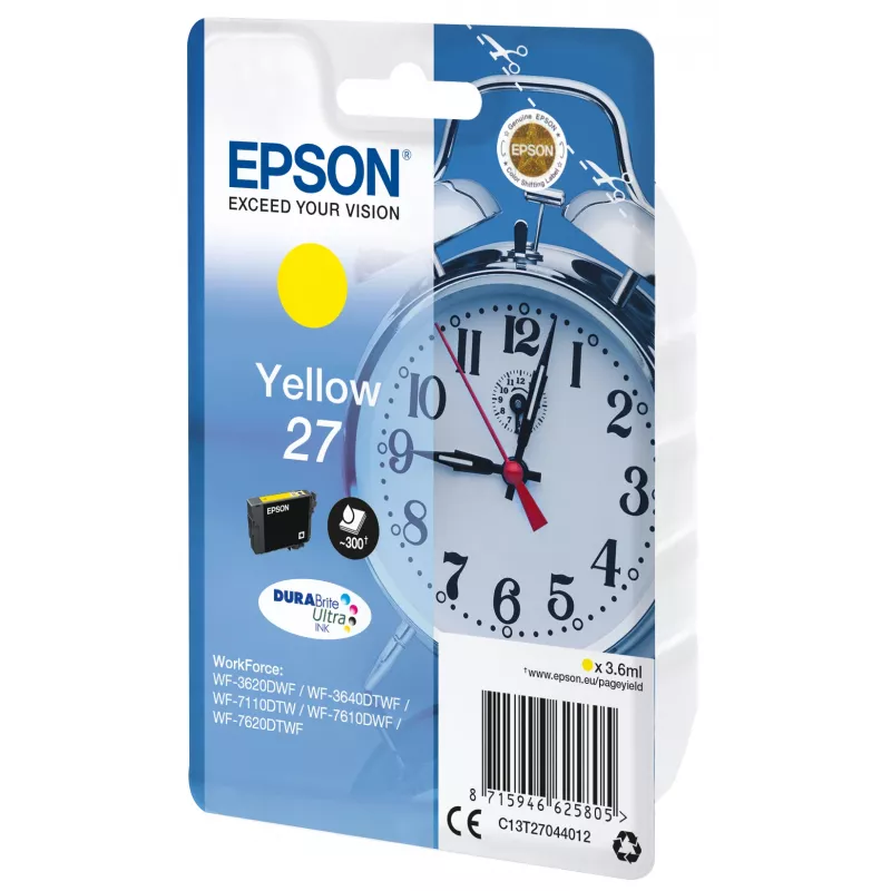 Epson modinātājpulkstenis viens iepakojumā dzeltens 27 DURABrite Ultra tinte
