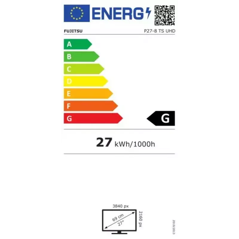 Fujitsu P27-8 TS UHD datora monitors 68,6 cm (27 collas) 3840 x 2160 pikseļi 4K Ultra HD LED melns
