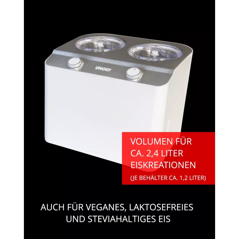 Unold Doppio kompresora saldējuma aparāts 2,4 L 250 W Satīna tērauds, Balts