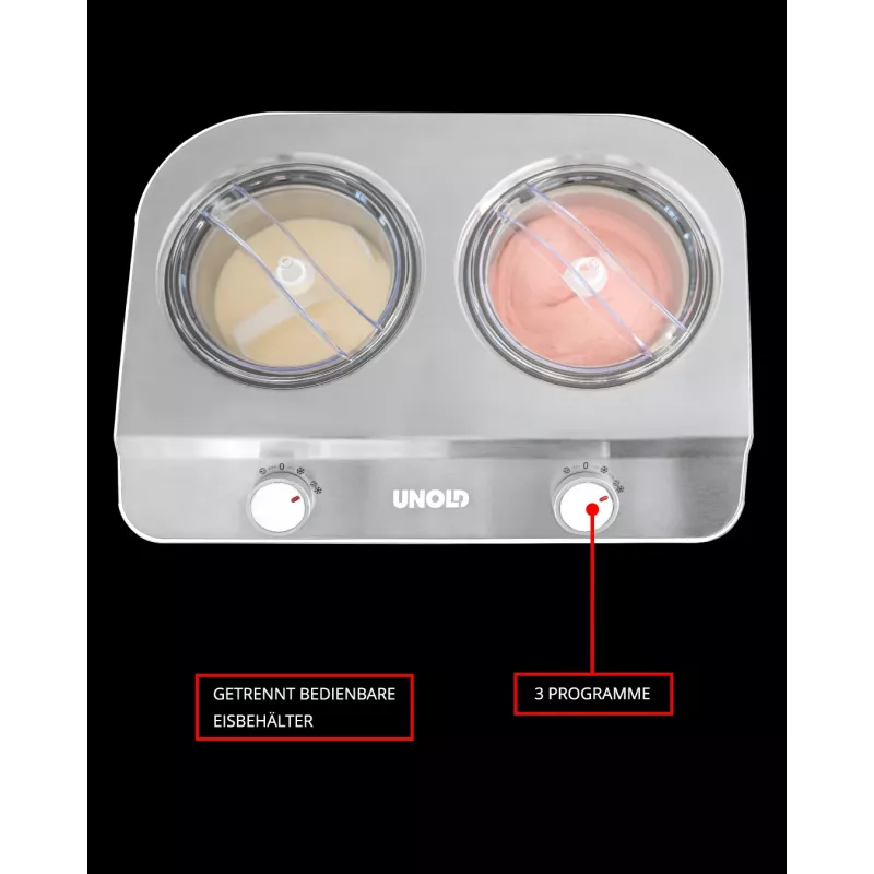 Unold Doppio kompresora saldējuma aparāts 2,4 L 250 W Satīna tērauds, Balts