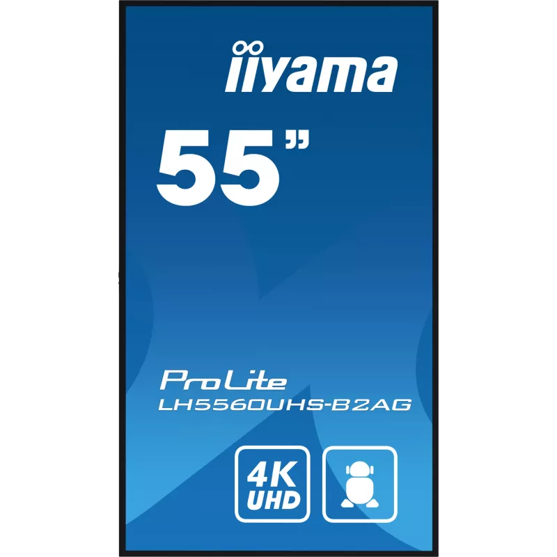 iiyama LH5560UHS-B2AG Signage displejs Digitālā A-tāfele 138.7 cm (54.6 collas) LED Wi-Fi 500 cd/m² 4K Ultra HD Melns Iebūvēts procesors Android 11 24/7