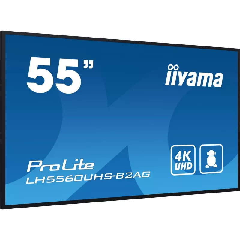 iiyama LH5560UHS-B2AG Signage displejs Digitālā A-tāfele 138.7 cm (54.6 collas) LED Wi-Fi 500 cd/m² 4K Ultra HD Melns Iebūvēts procesors Android 11 24/7