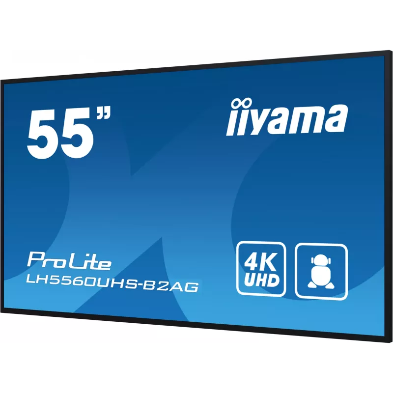 iiyama LH5560UHS-B2AG Signage displejs Digitālā A-tāfele 138.7 cm (54.6 collas) LED Wi-Fi 500 cd/m² 4K Ultra HD Melns Iebūvēts procesors Android 11 24/7
