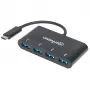 Manhattan USB-C dokstacija/cents, porti (x4): USB-A (x4), 5 Gbps (USB 3.2 Gen1 jeb USB 3.0), USB barošana (nav nepieciešams ārējs barošanas avots), kabelis 20 cm, līdzvērtīgs HB30C4AB