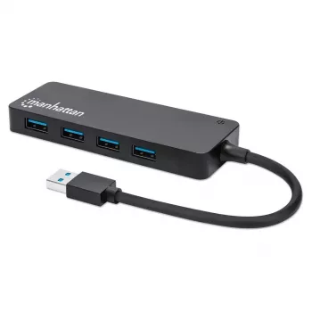 Manhattan USB-A 4 portu centrmezgls, 4x USB-A porti, 5 Gbps (USB 3.2 Gen1, pazīstams arī kā USB 3.0), barošana caur USB (nav nepieciešams ārējs barošanas avots), ekvivalents ST4300PBU3 & ST4300MINU3B
