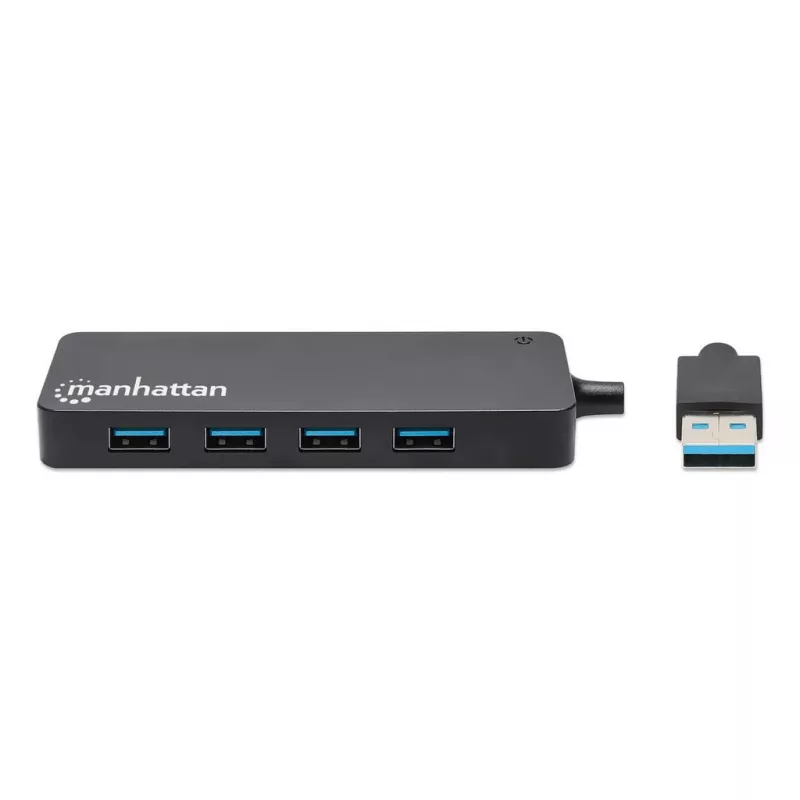 Manhattan USB-A 4 portu centrmezgls, 4x USB-A porti, 5 Gbps (USB 3.2 Gen1, pazīstams arī kā USB 3.0), barošana caur USB (nav nepieciešams ārējs barošanas avots), ekvivalents ST4300PBU3 & ST4300MINU3B
