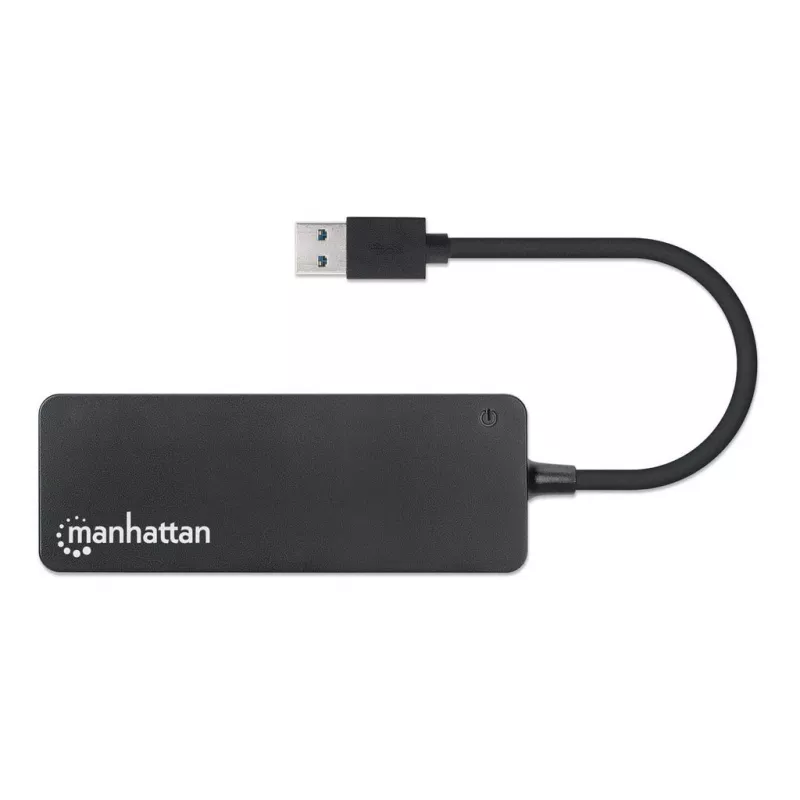 Manhattan USB-A 4 portu centrmezgls, 4x USB-A porti, 5 Gbps (USB 3.2 Gen1, pazīstams arī kā USB 3.0), barošana caur USB (nav nepieciešams ārējs barošanas avots), ekvivalents ST4300PBU3 & ST4300MINU3B
