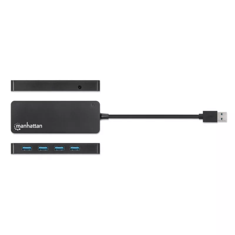 Manhattan USB-A 4 portu centrmezgls, 4x USB-A porti, 5 Gbps (USB 3.2 Gen1, pazīstams arī kā USB 3.0), barošana caur USB (nav nepieciešams ārējs barošanas avots), ekvivalents ST4300PBU3 & ST4300MINU3B