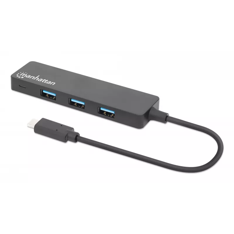 Manhattan USB-C dokstacija/cents, porti (4): USB-A (x4), 5 Gbps (USB 3.2 Gen1 jeb USB 3.0), USB barošana (nav nepieciešams ārējs barošanas avots), ekvivalents HB30CM4AB