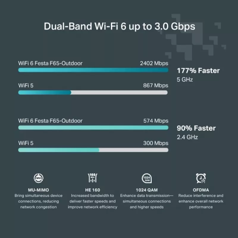 TP-Link Festa F65-Outdoor 3000 Mbit/s Balts Power over Ethernet (PoE)