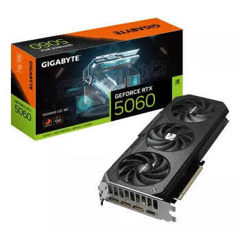 GIGABYTE GeForce RTX 5060 GAMING OC 8G grafiskā karte - 8 GB GDDR7, 128 biti, PCI-E 5.0, 2595 MHz kodola frekvence, 3 x DisplayPort, 1 x HDMI, GV-N5060GAMING OC-8GD