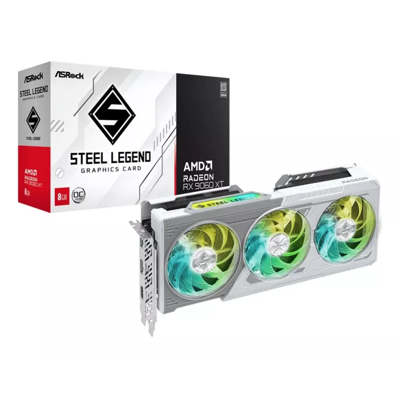 ASRock grafiskā karte AMD Radeon RX 9060 XT Steel Legend 8GB OC 8GB GDDR6 1 x HDMI 2.1b 2x DisplayPort 2.1a