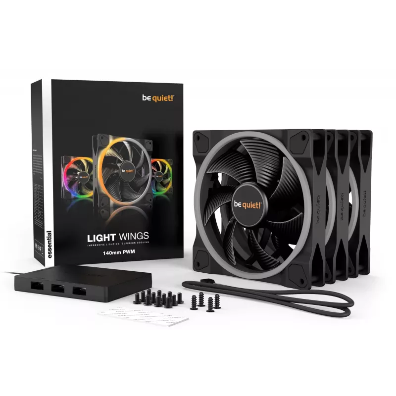 be quiet Light Wings 140mm ARGB PWM ventilators melns 3 gab. komplekts