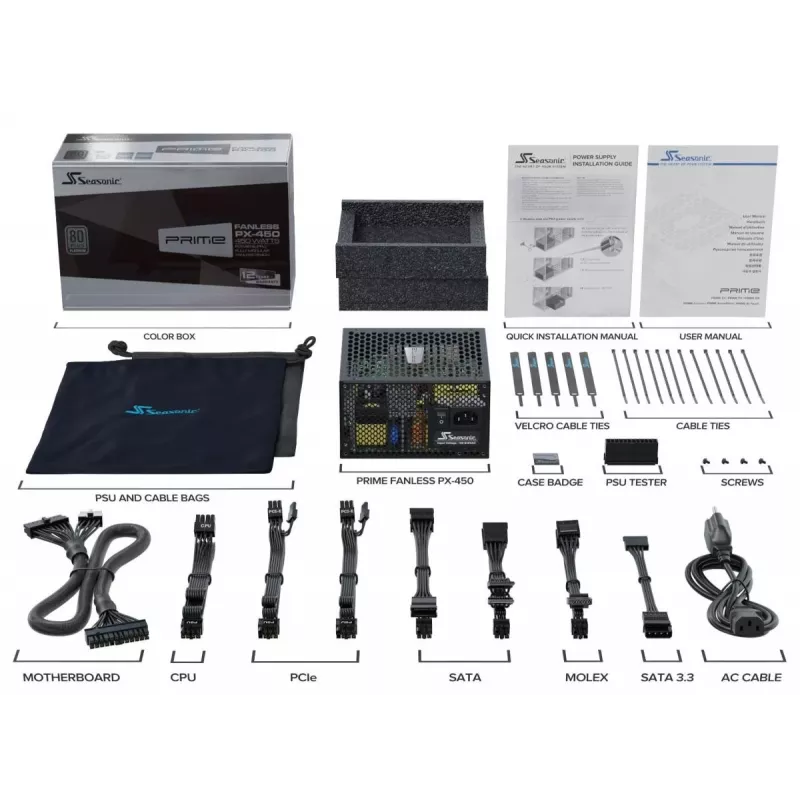 SEASONIC Prime Fanless Px Barošanas bloks 450 W 20+4 kontaktu ATX
