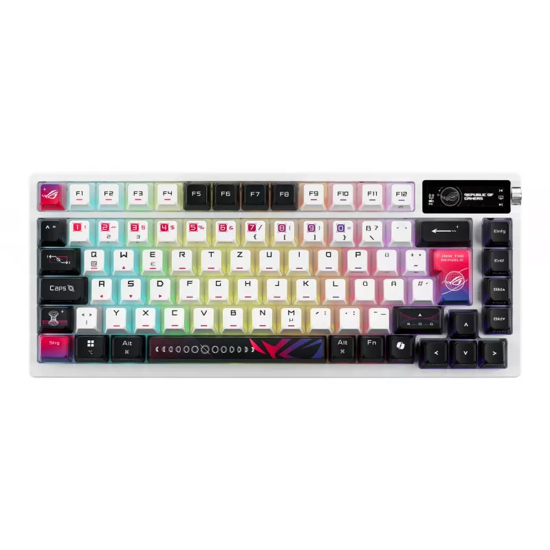 ASUS ROG Azoth X tastatūra Gaming USB + RF Wireless + Bluetooth QWERTZ Balta