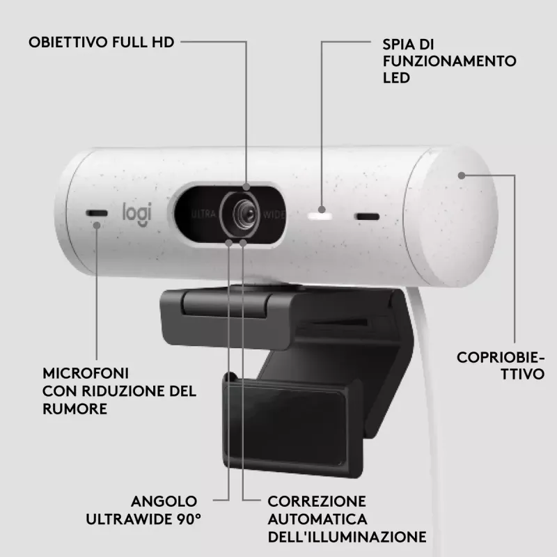 Tīmekļa kamera Logitech Brio 500 Full HD 4MP USB-C balta