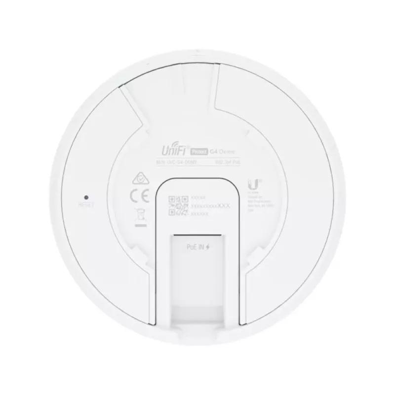 IP novērošanas kamera UBIQUITI UVC‑G4‑DOME — kupola, griestu stiprinājums, vadu, 5 MP (2688x1512), 86° horizontāli, āra/iekštelpu, balta