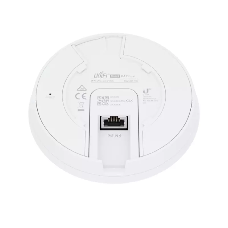 IP novērošanas kamera UBIQUITI UVC‑G4‑DOME — kupola, griestu stiprinājums, vadu, 5 MP (2688x1512), 86° horizontāli, āra/iekštelpu, balta